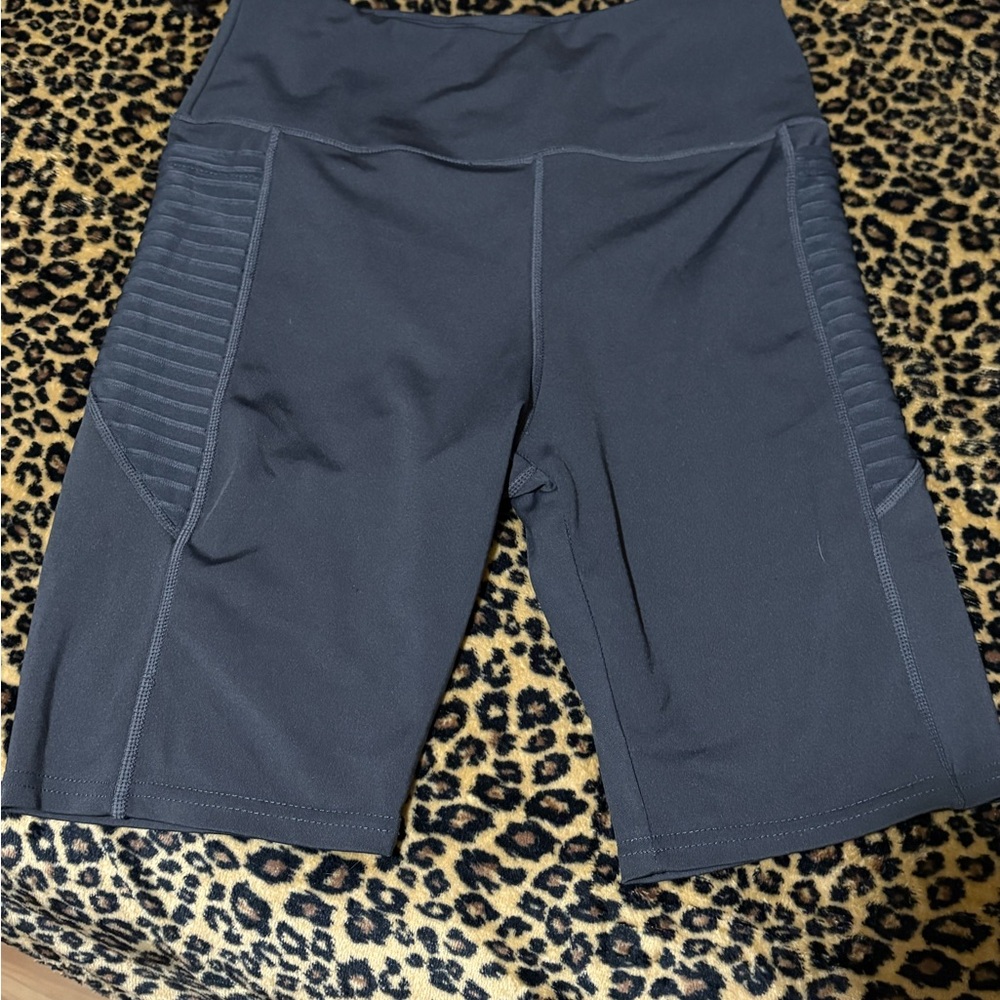 Women's Grey High-Waisted Biker Shorts